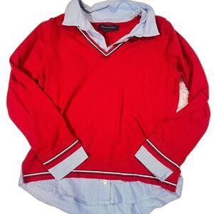 Tommy Hilfiger Layered‎ Look red and blue striped long sleeve shirt Size M